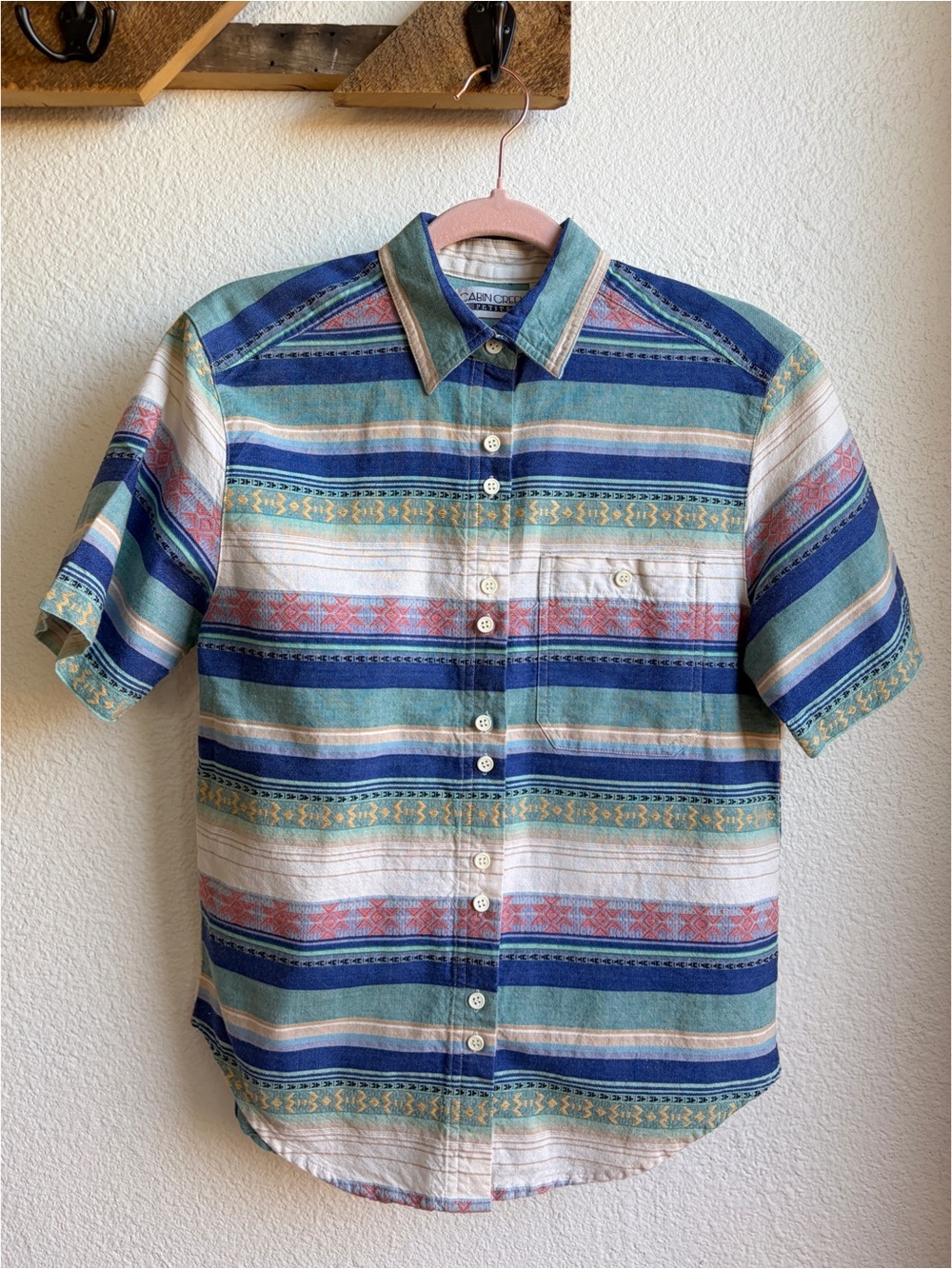 90s Cabin Creek Southwestern Embroidered Camp Shirt Medium